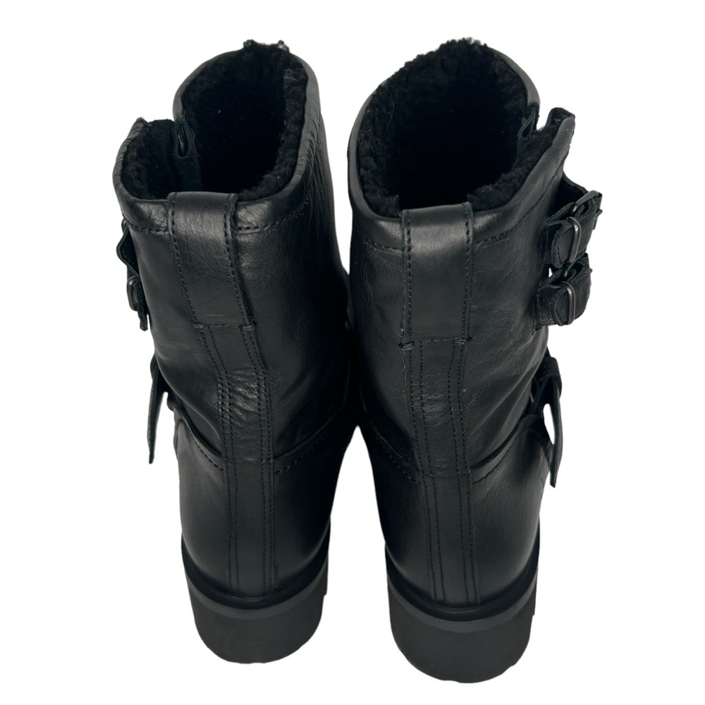 Ross & Snow Women’s Lucky Black Shearling Lining Leather Moto Boots Size 11 - Picture 7 of 16